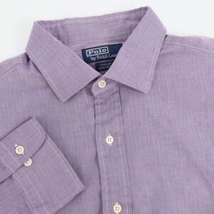 Polo Ralph Lauren Purple Herringbone Long Sleeve Dress‎ Shirt 17 1/2 34/35 XL